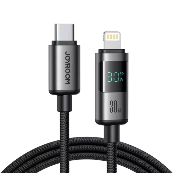 Joyroom S-A16 Pro Prism USB-C - Lightning Kábel Kijelzővel - 1.2m 30W - Fekete