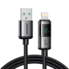Joyroom S-A16 Pro Prism USB-A - Lightning Kábel Kijelzővel - 1.2m 3A - Fekete