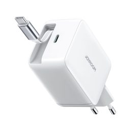 Joyroom JR-TCL06 GaN Hálózati Töltő 67W - USB-C + Visszahúzható USB-C Kábel - Fehér   Joyroom JR-TCL06 GaN Hálózati Töltő 67W - USB-C + Visszahúzható USB-C Kábel - Fehér
