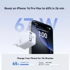 Joyroom JR-TCL06 GaN Hálózati Töltő 67W - USB-C + Visszahúzható USB-C Kábel - Fehér