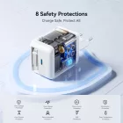 Joyroom JR-TCL06 GaN Hálózati Töltő 67W - USB-C + Visszahúzható USB-C Kábel - Fehér