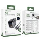 Acefast A113 GaN Hálózati Töltő PD 20W - USB-C + C-C Kábel - Fekete