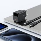 Acefast A113 GaN Hálózati Töltő PD 20W - USB-C + C-C Kábel - Fekete