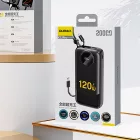 Dudao K13Pro Power Bank 20000mAh - Beépített USB-C és Lighning Kábel - Fekete