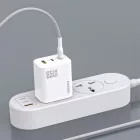 Dudao A29 GaN Hálózati Töltő 65W - 2xC + A + C-C Kábel - Fehér
