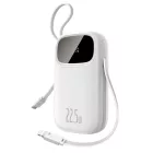 Baseus EnerFill FC31 Power Bank - 20000mAh 22.5W - Kijelzővel + USB-C & Lightning Kábellel - Fehér