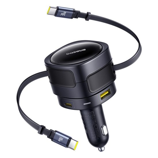 Baseus Enjoyment Max Autós Töltő 90W - USB-A + USB-C + 2x USB-C Kábel
