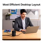 Baseus PowerCombo Töltőállomás - 2x AC + USB-A + USB-C + Kihúzható USB-C Kábel - Fekete