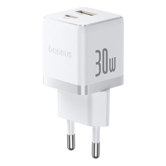 Baseus Palm Hálózati Töltő 30W - USB-C + USB-A - Fehér