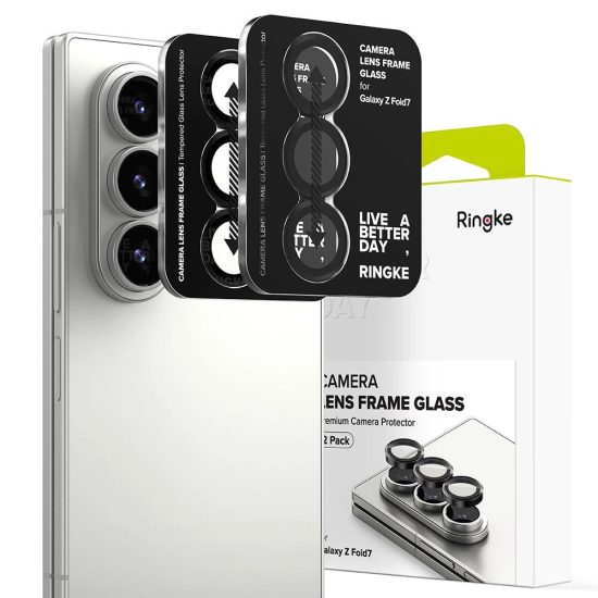Samsung Galaxy Z Fold 7 Kameravédő Készlet - Ringke Camera Lens Frame Glass x 2 db - Fekete