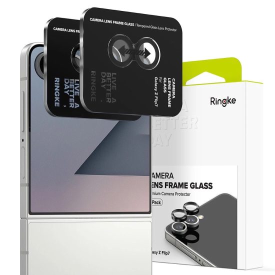 Samsung Galaxy Z Flip 7 Kameravédő Készlet - Ringke Camera Lens Frame Glass x 2 db - Fekete