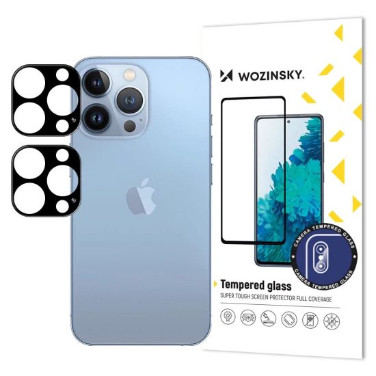 iPhone 17 Kameravédő Üvegfólia - Wozinsky Full Camera Glass - Fekete x 2 db