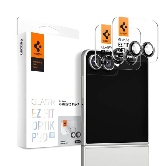 Samsung Galaxy Z Flip 7 Kameravédő - Spigen Glas.tR EZ Fit Optik Pro - Fekete x 2 db
