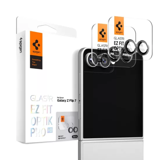 Samsung Galaxy Z Flip 7 / 8 Lencsevédő - Spigen Glas.tR EZ Fit Optik Pro HD - Fekete x 2 db