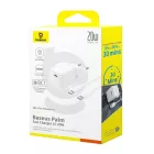 Baseus Palm Hálózati Töltő 20W - USB-C + 1m Baseus Mini USB-C 60W Kábel - Fehér