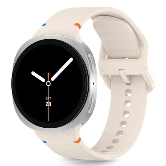 Samsung Galaxy Watch 8 / Classic (40/44/46mm) Szíj - Tech-Protect Silicone Strap - Bézs