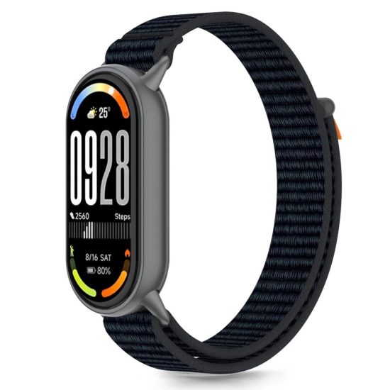 Xiaomi Smart Band 8 / 9 / 10 / NFC Szíj - Tech-Protect Nylon Stripe - Fekete-Narancs