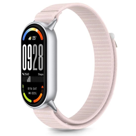 Xiaomi Smart Band 8 / 9 / 10 / NFC Szíj - Tech-Protect Nylon Stripe - Pink-Szürke
