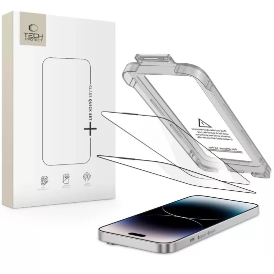 iPhone 14 Pro Kijelzővédő Üvegfólia - Tech-Protect Quick Set+ x 2 db