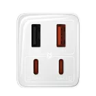 Baseus GaN6 Pro Hálózati Töltő 65W - 2x USB-C + 2x USB-A + C-C Kábel - Fehér