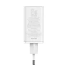 Baseus GaN6 Pro Hálózati Töltő 65W - 2x USB-C + 2x USB-A + C-C Kábel - Fehér