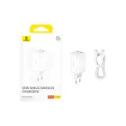 Baseus GaN6 Pro Hálózati Töltő 65W - 2x USB-C + 2x USB-A + C-C Kábel - Fehér