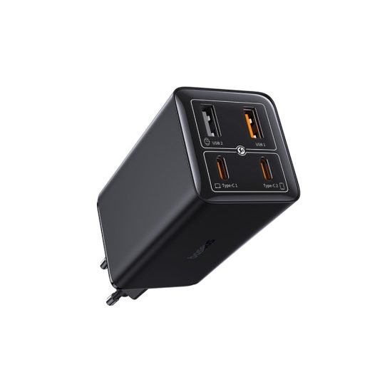 Baseus GaN6 Pro Hálózati Töltő 100W - 2x USB-C + 2x USB-A + C-C Kábel - Fekete