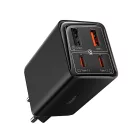 Baseus GaN6 Pro Hálózati Töltő 65W - 2x USB-C + 2x USB-A + C-C Kábel - Fekete