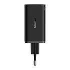 Baseus GaN6 Pro Hálózati Töltő 65W - 2x USB-C + 2x USB-A + C-C Kábel - Fekete