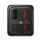Baseus GaN6 Pro Hálózati Töltő 65W - 2x USB-C + 2x USB-A + C-C Kábel - Fekete
