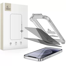   iPhone 12 / 12 Pro Kijelzővédő Üvegfólia - Tech-Protect Quick Set Spy+ Privacy x 2 db