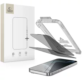   iPhone 16 Pro Max Kijelzővédő Üvegfólia - Tech-Protect Quick Set Spy+ Privacy x 2 db