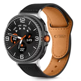   Samsung Galaxy Watch 8 / Classic (40/44/46mm) Szíj - Tech-Protect Leatherfit - Fekete