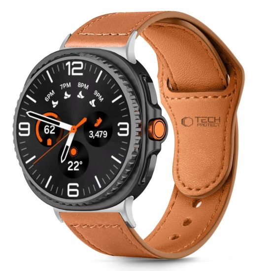 Samsung Galaxy Watch 8 / Classic (40/44/46mm) Szíj - Tech-Protect Leatherfit - Barna