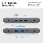 Spigen LD204H Állvány és Hub 6-in-1 - Szürke