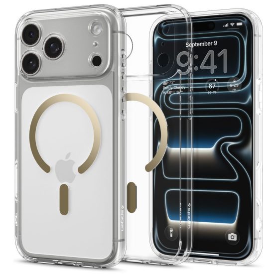 iPhone 17 Pro Tok - Spigen Ultra Hybrid MagFit - Átlátszó-Arany