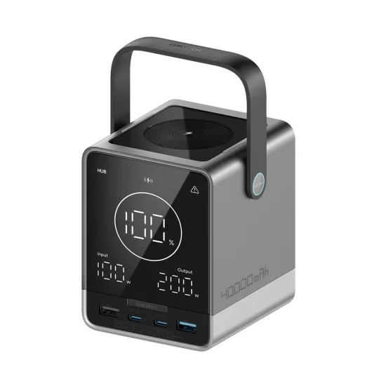 Cuktech Power Bank 40000mAh 300W - 2x USB-C + 2x USB-A + Wireless Töltés - Fekete