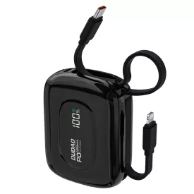   Dudao K32 Power Bank 10000mAh 22.5W - Beépített USB-C + Lightning Kábellel - Fekete