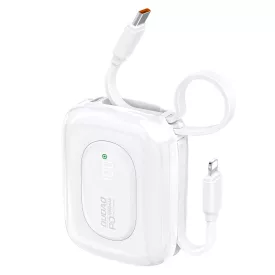   Dudao K32 Power Bank 10000mAh 22.5W - Beépített USB-C + Lightning Kábellel - Fehér