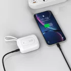 Dudao K32 Power Bank 10000mAh 22.5W - Beépített USB-C + Lightning Kábellel - Fehér