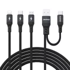 Dudao L3W USB-A/USB-C - Lightning/USB-C/MicroUSB Kábel - 1.2m 66W - Fekete