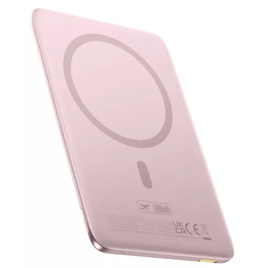 Baseus PicoGo AM41 Ultravékony MagSafe Power Bank - 5000mAh 20W + USB-C Kábel - Pink