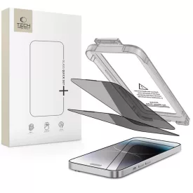   iPhone 14 Pro Kijelzővédő Üvegfólia - Tech-Protect Quick Set Spy+ Privacy x 2 db