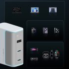 Cuktech GaN Hálózati Töltő 100W - 2xC + 1xA + C-C Kábel - Fehér