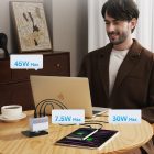 Cuktech GaN Hálózati Töltő 100W - 2xC + 1xA + C-C Kábel - Fehér