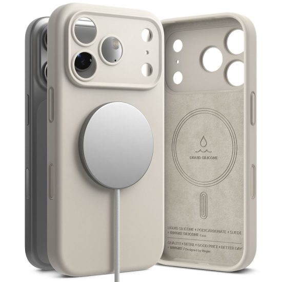 iPhone 17 Pro Tok - Ringke Silicone Magnetic - Bézs