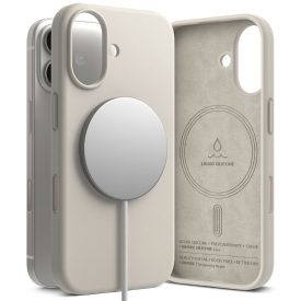 iPhone 17 Tok - Ringke Silicone Magnetic - Bézs iPhone 17 Tok - Ringke Silicone Magnetic - Bézs