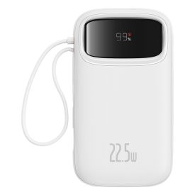   Baseus Qpow2 Power Bank - 20000mAh 22.5W - Kijelzővel + Beépített C / iP Kábellel - Fehér