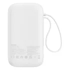 Baseus Qpow2 Power Bank - 20000mAh 22.5W - Kijelzővel + Beépített C / iP Kábellel - Fehér