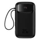 Baseus Qpow2 Power Bank - 20000mAh 22.5W - Kijelzővel + Beépített C / iP Kábellel - Fekete